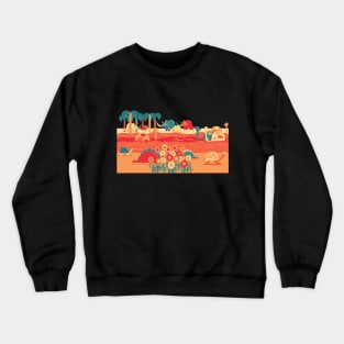 Reddish scenary of a jungle with wild animals Crewneck Sweatshirt